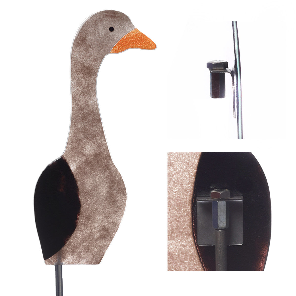 Gartenstecker Gans klein 55 cm schwarz-klar Fusing-Glas