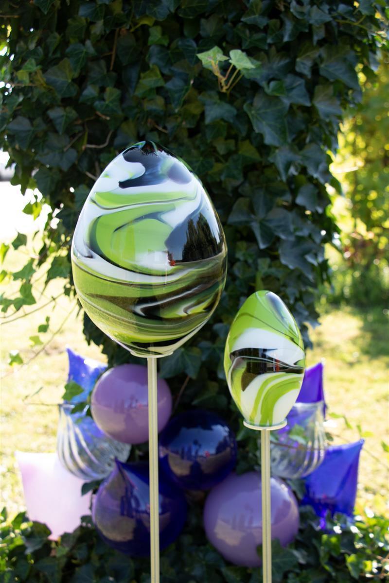 Glas-Ei 15cm Gartenflair inkl. Stab