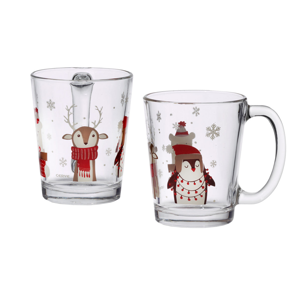 Glastasse Winter Friends Tiere Henkelbecher 310 ml