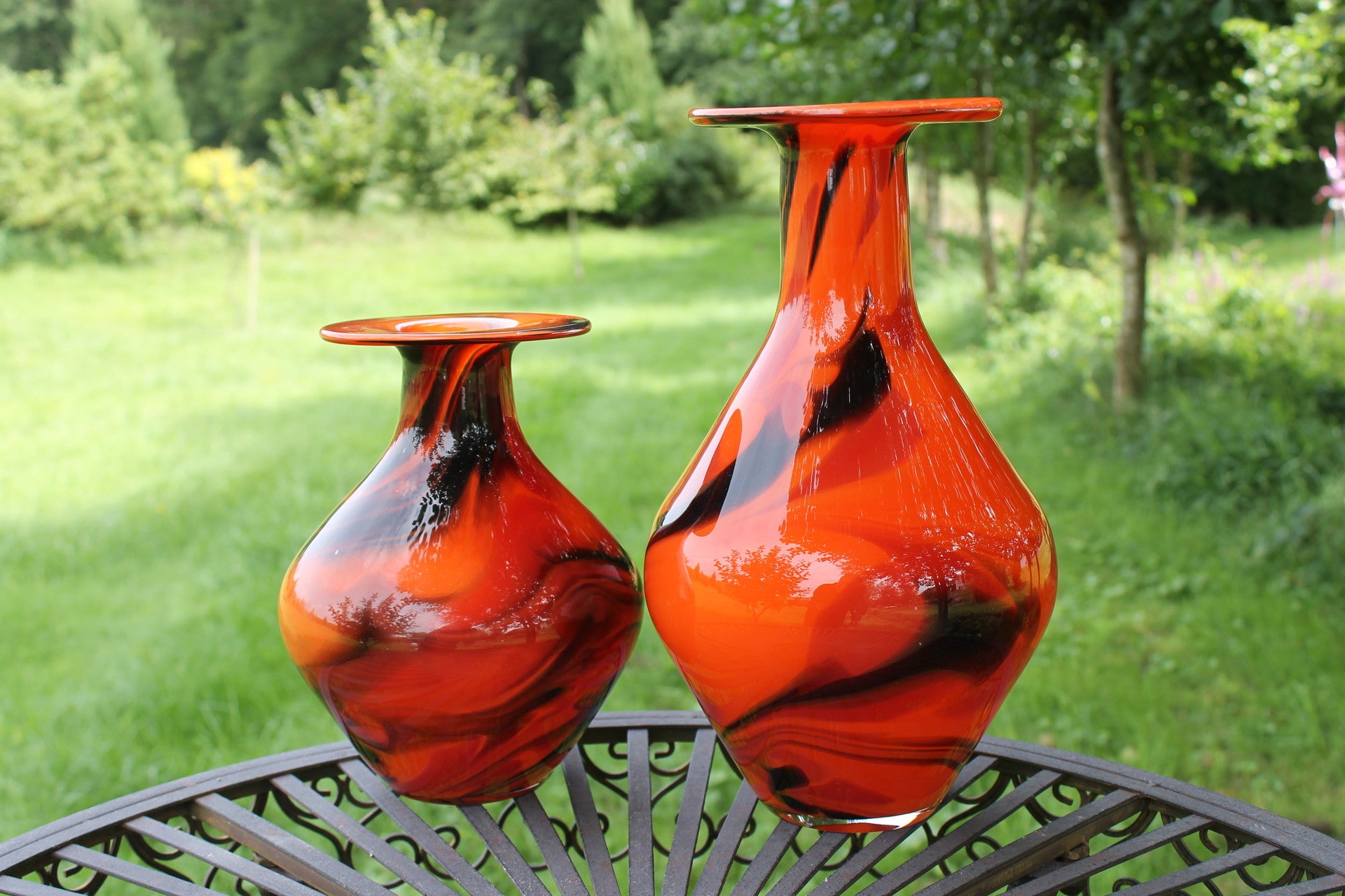 Glasvase Blumenvase Gefäß Amphore Malta 23cm Dekoration farbig mundgeblasen