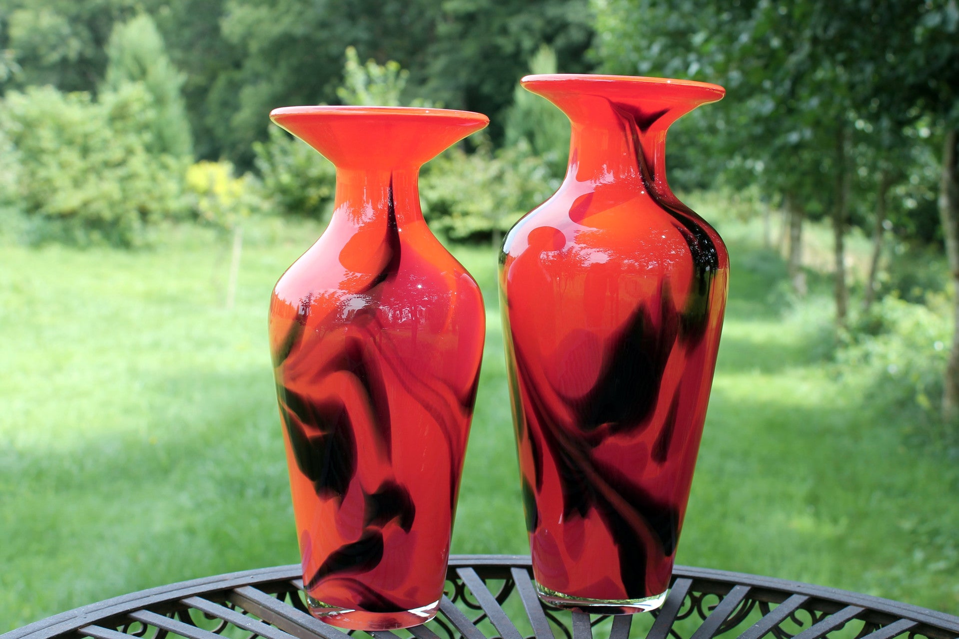 Glasvase Blumenvase Gefäß Amphore Athen 27,5cm Dekoration farbig mundgeblasen