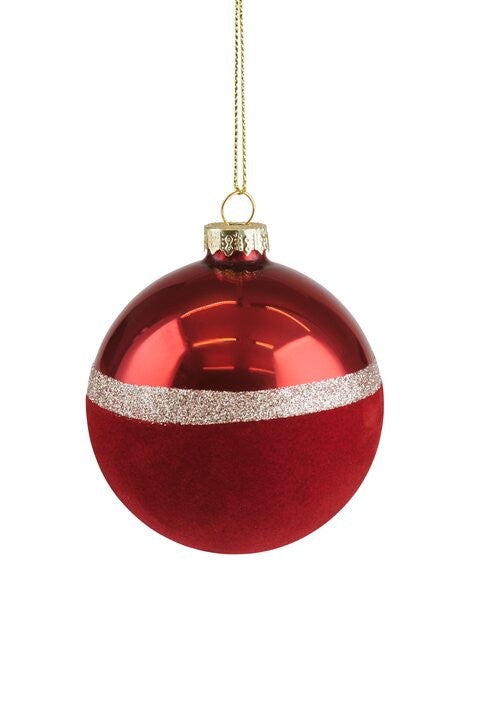 Weihnachtskugel Seoul mit Glitzerstreifen samt/glänzend 8cm