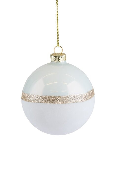 Weihnachtskugel Seoul mit Glitzerstreifen samt/glänzend 8cm