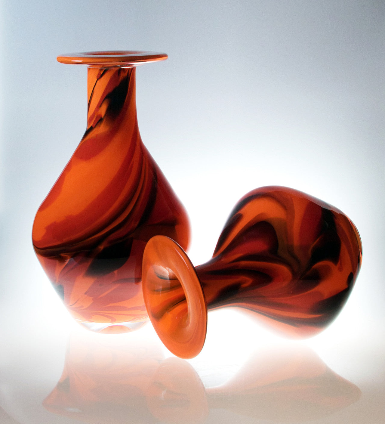 Glasvase Blumenvase Gefäß Amphore Malta 23cm Dekoration farbig mundgeblasen