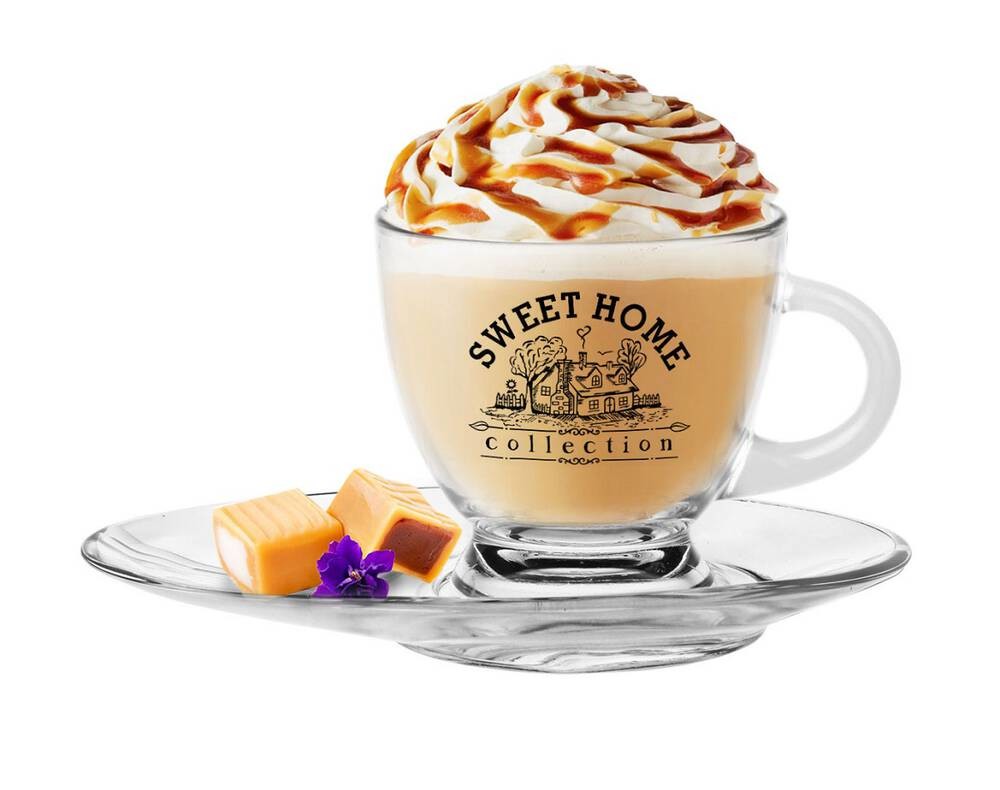 Glastasse mit Teller Home Sweet Home 230ml